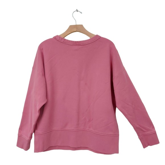 Adidas Sweatshirt Womens Medium Pink Terrycloth Crew Neck Cotton Athletic - Picture 5 of 12